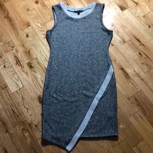 Snap asymmetrical knit gray dress